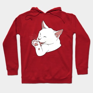 White Cat Licking their Toe Beans Hoodie